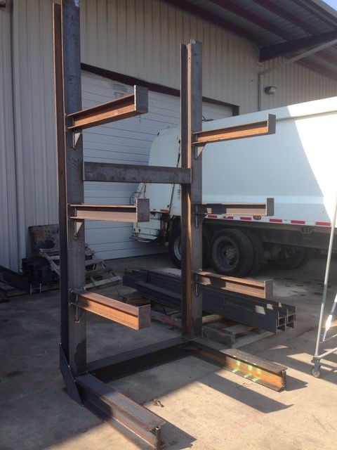 Custom steel storage rack — heavy-duty fabrication