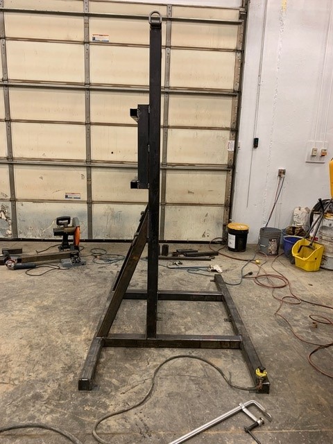 Custom steel stand — heavy-duty shop fabrication