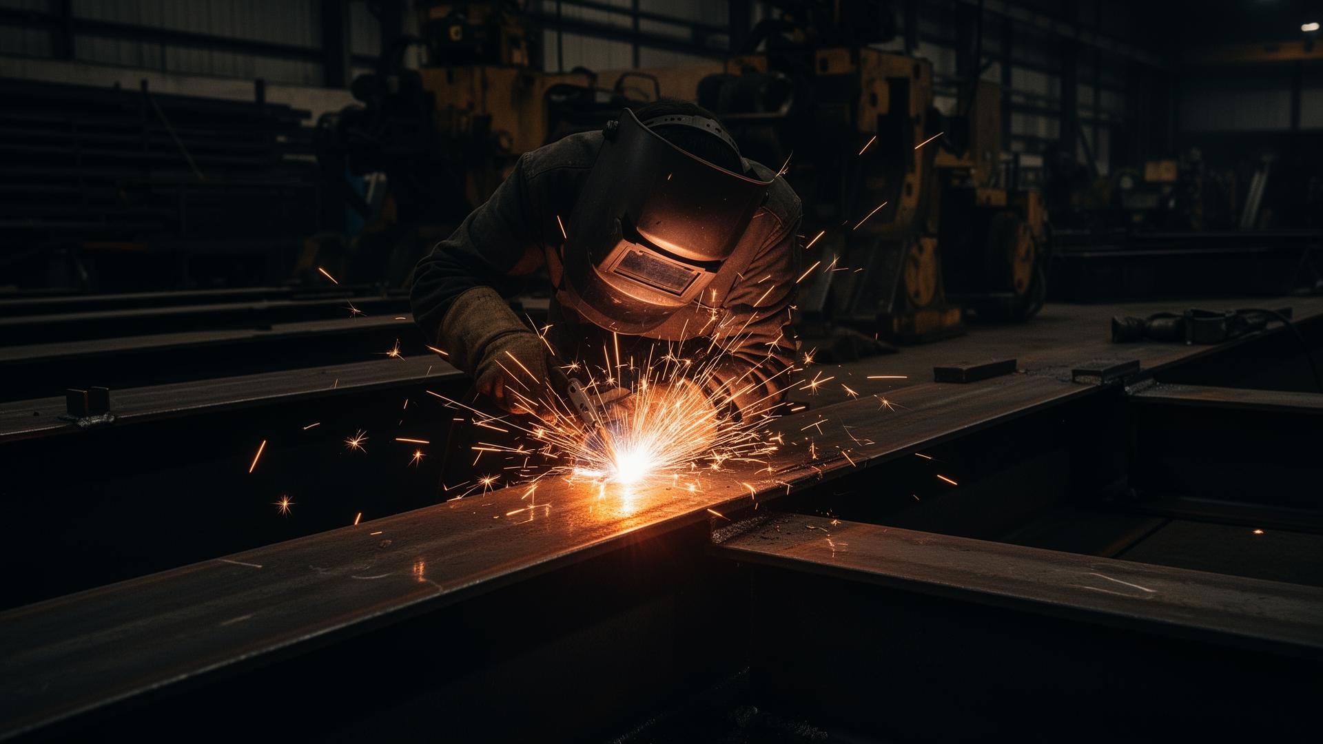 CRK Welding mobile welding and fabrication services — structural steel welding on a commercial jobsite in southwest Missouri